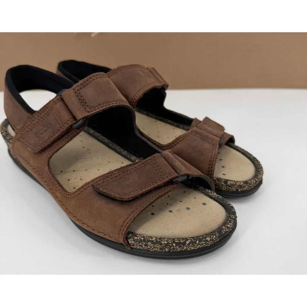 ECCO Yucatan Brown Leather Adjustable Strappy Sport Sandals Mens 40 EU